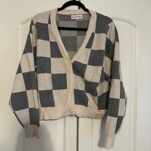 Checkered Gray and Cream Sweater